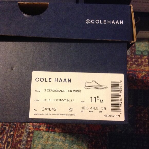 Cole Haan Men's 2.ZeroGrand Blue Suede Wingtip Oxford Shoes - 11.5M - New in Box - Picture 8 of 9